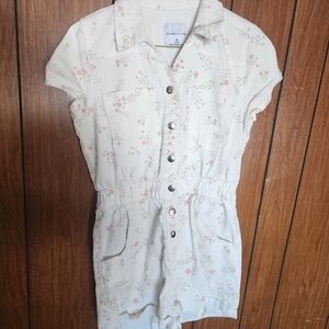 Celebrity Pink Button-Up Floral Romper - White and Pink